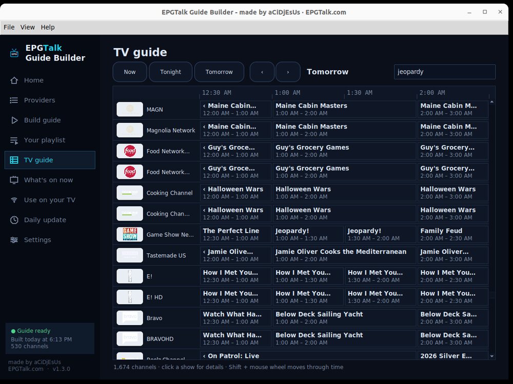 EPGTalk Guide Builder — TV guide