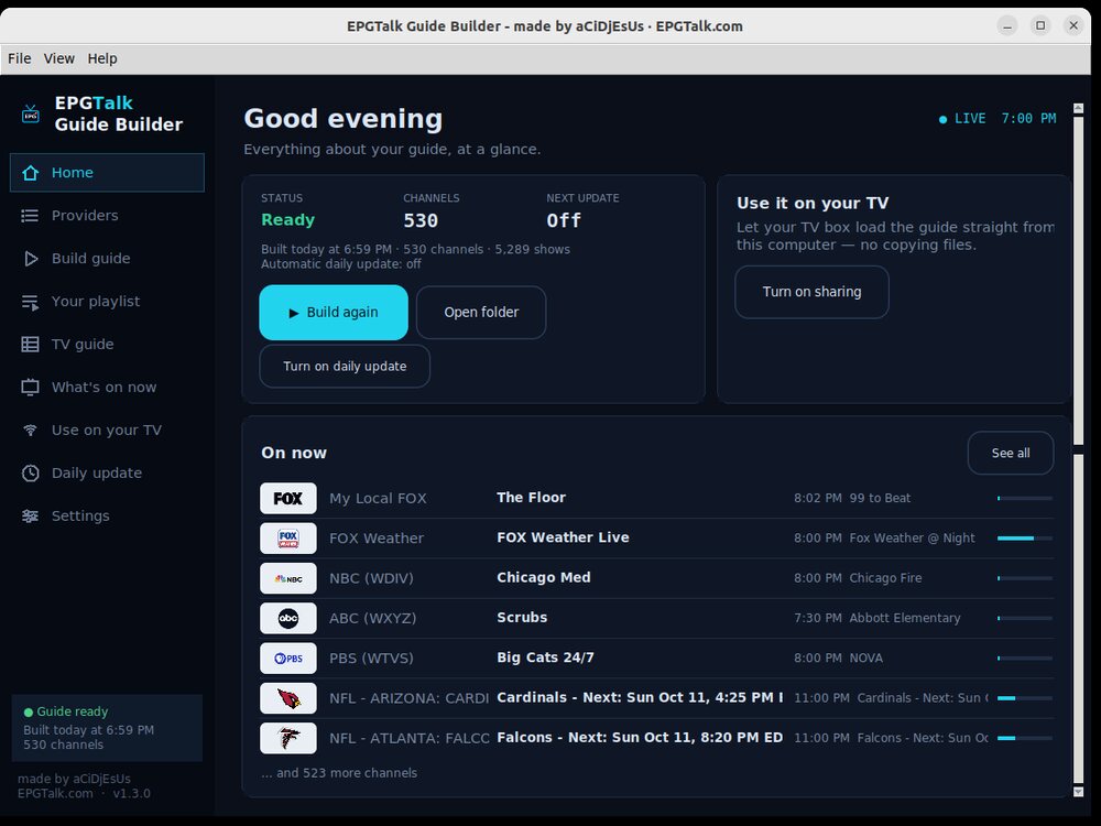 EPGTalk Guide Builder — Home